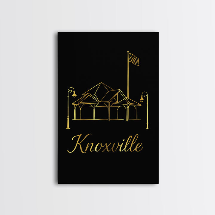 Knoxville Travel Poster, Canvas Print, Dark Minimalist Wall Art, Knoxville City Art, Retro Travel Print, City Art Print, City Illustration