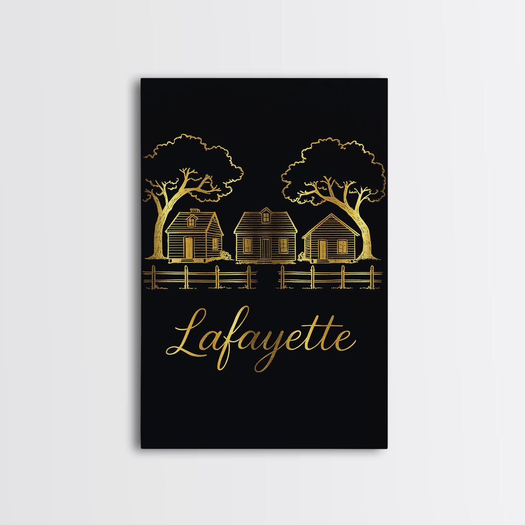 Lafayette Louisiana Travel Poster, Canvas Print, Dark Minimalist Wall Art, Lafayette Poster Print, Home Office Decor, Retro Travel Print