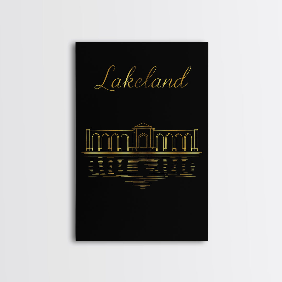 Lakeland Florida Travel Poster, Canvas Print, Dark Minimalist Wall Art, Lakeland Wall Art, Travel Art Print, Modern Wall Decor, Wall Decor