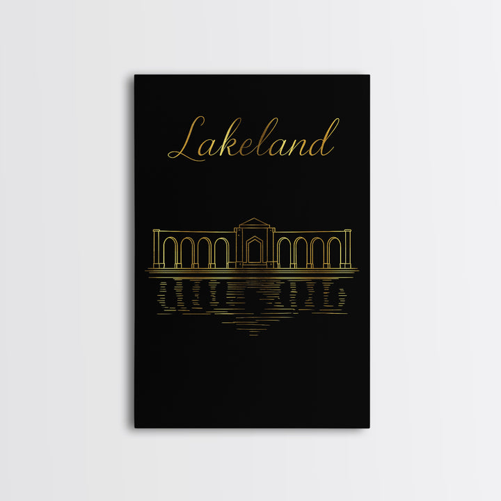 Lakeland Florida Travel Poster, Canvas Print, Dark Minimalist Wall Art, Lakeland Wall Art, Travel Art Print, Modern Wall Decor, Wall Decor
