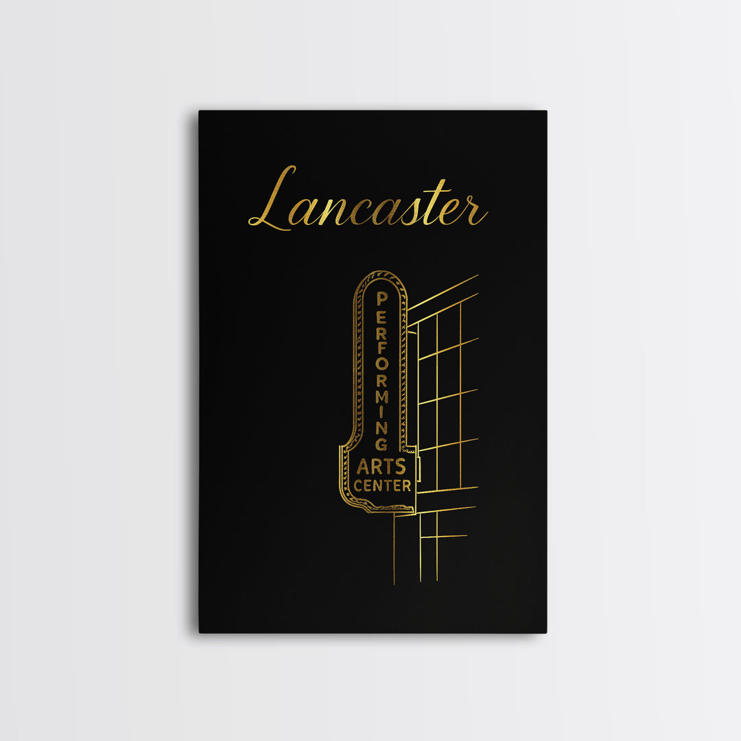 Lancaster Travel Poster, Framed Canvas Print, Dark Minimalist Wall Art, Lancaster Art Print, Vintage Travel Art, Vintage Travel Print