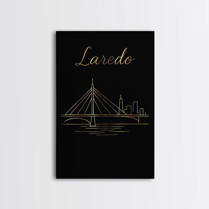 Laredo Texas Travel Poster, Canvas Print, Dark Minimalist Wall Art, Laredo City Art, Fine Art Print, Travel Poster Set, Home Office Decor