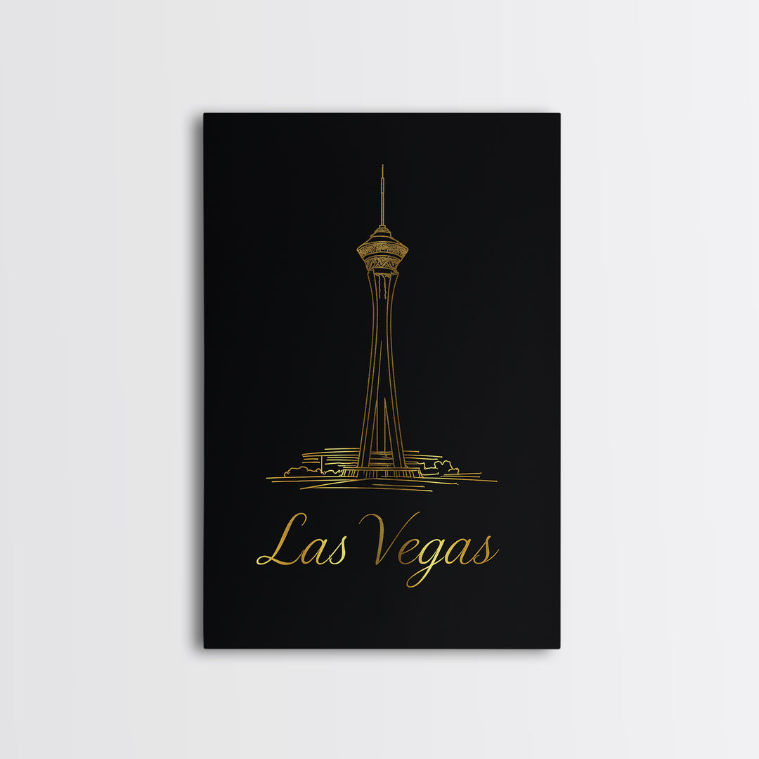 Las Vegas Travel Poster, Canvas Print, Minimalist Gold Line Art, Las Vegas Wall Art, Travel Poster Set, Living Room Wall Art, Home Decor
