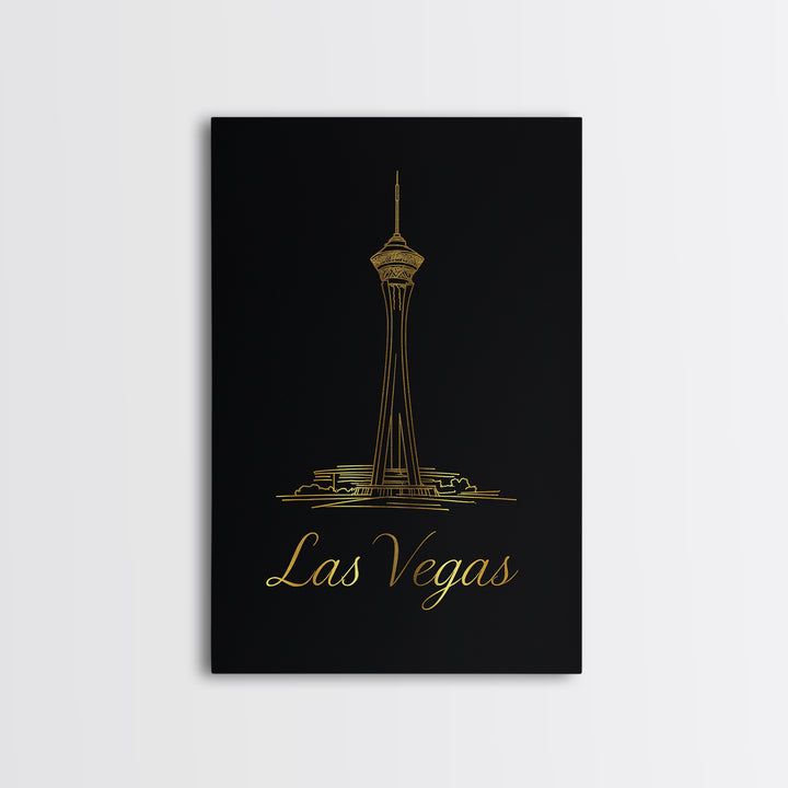 Las Vegas Travel Poster, Canvas Print, Minimalist Gold Line Art, Las Vegas Wall Art, Travel Poster Set, Living Room Wall Art, Home Decor