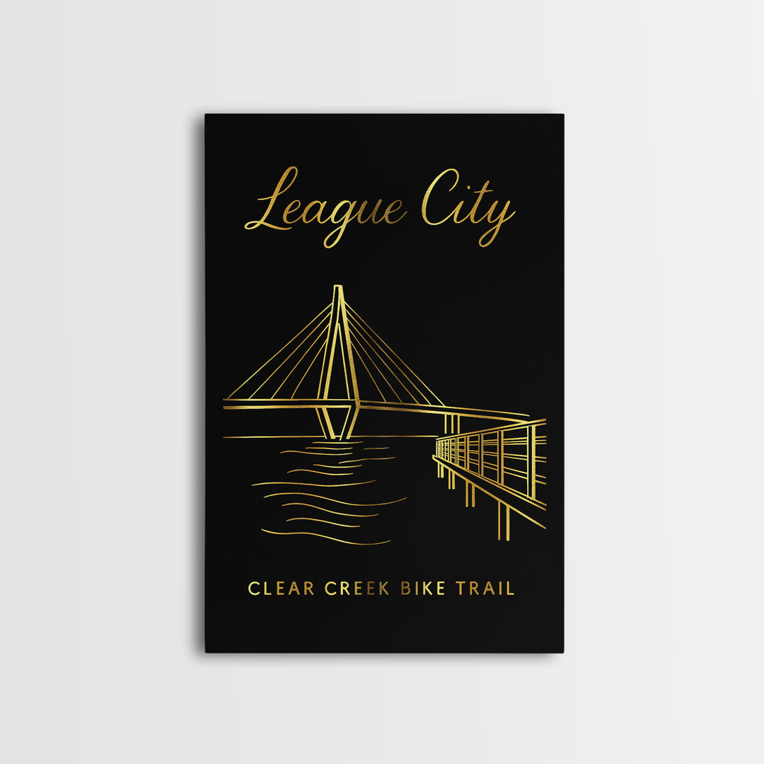 League City Travel Poster, Canvas Print, Dark Minimalist Wall Art, League City Wall Art, Travel Art Print, Gift For Travelers, Design 4