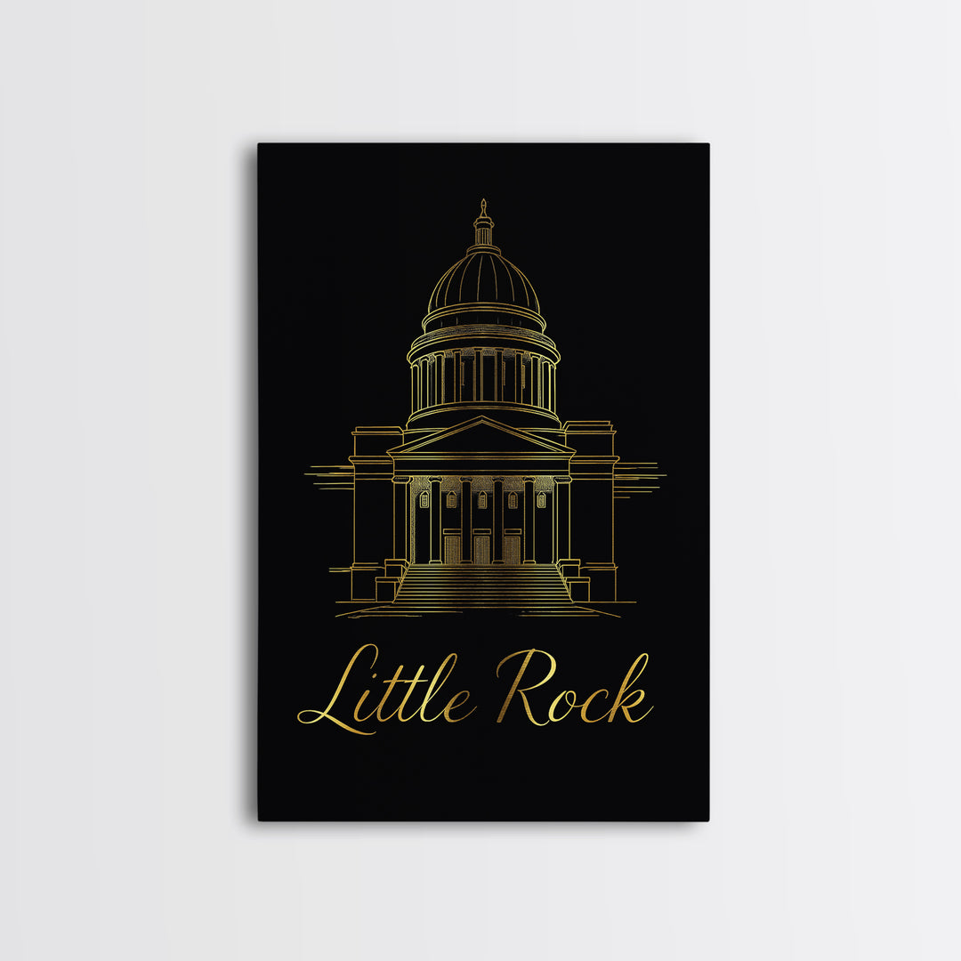Little Rock Arkansas Travel Poster, Canvas Print, Dark Minimalist Wall Art, Little Rock City Art, Living Room Wall Art, Eclectic Wall Decor
