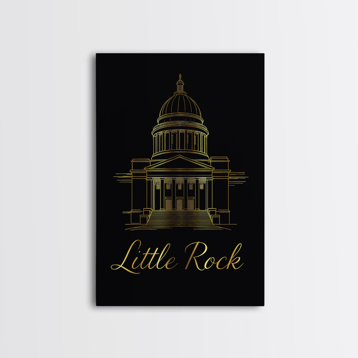Little Rock Arkansas Travel Poster, Canvas Print, Dark Minimalist Wall Art, Little Rock City Art, Living Room Wall Art, Eclectic Wall Decor