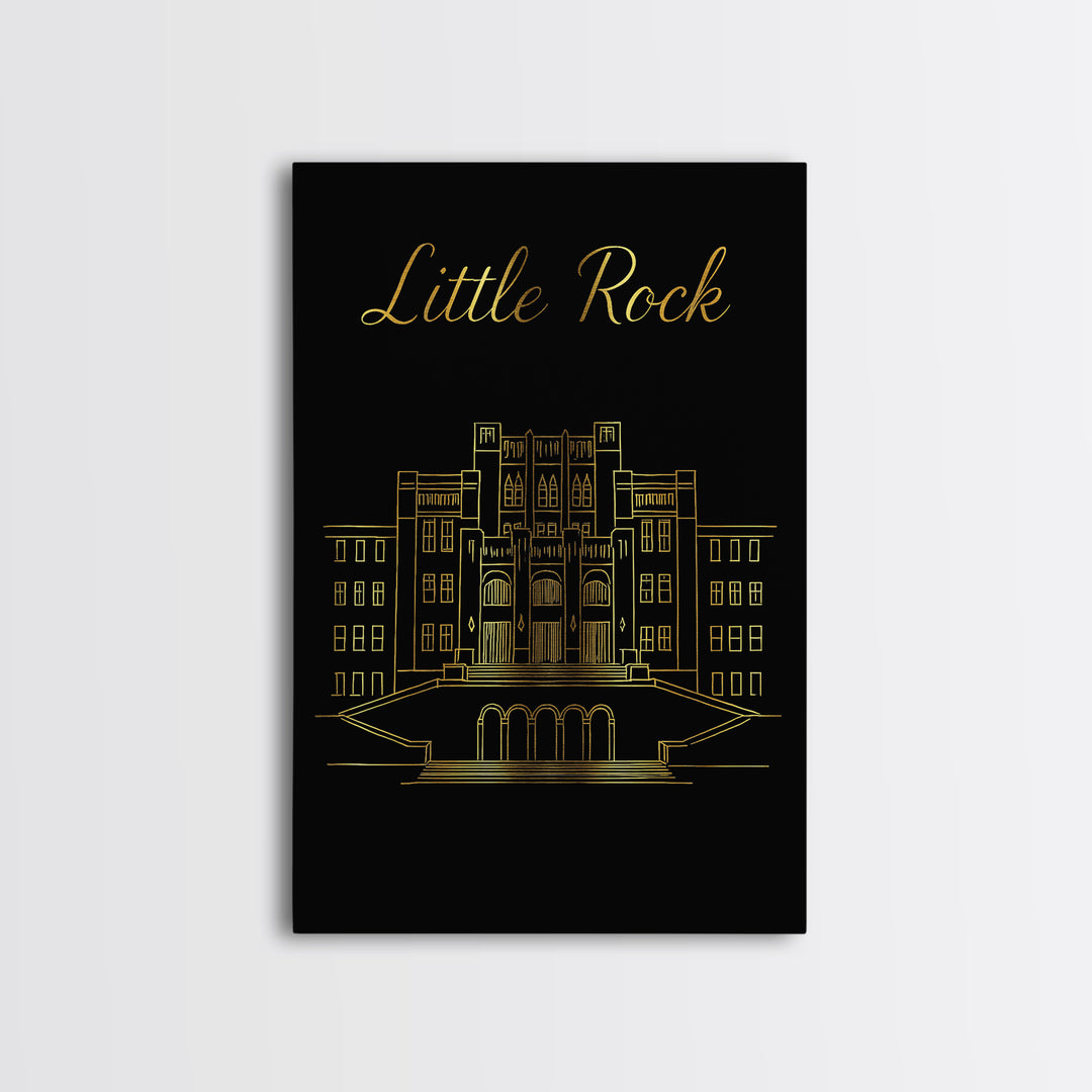 Little Rock Travel Poster, Canvas Print, Dark Minimalist Wall Art, Little Rock Art Print, Mid Century Wall Art, Eclectic Wall Decor