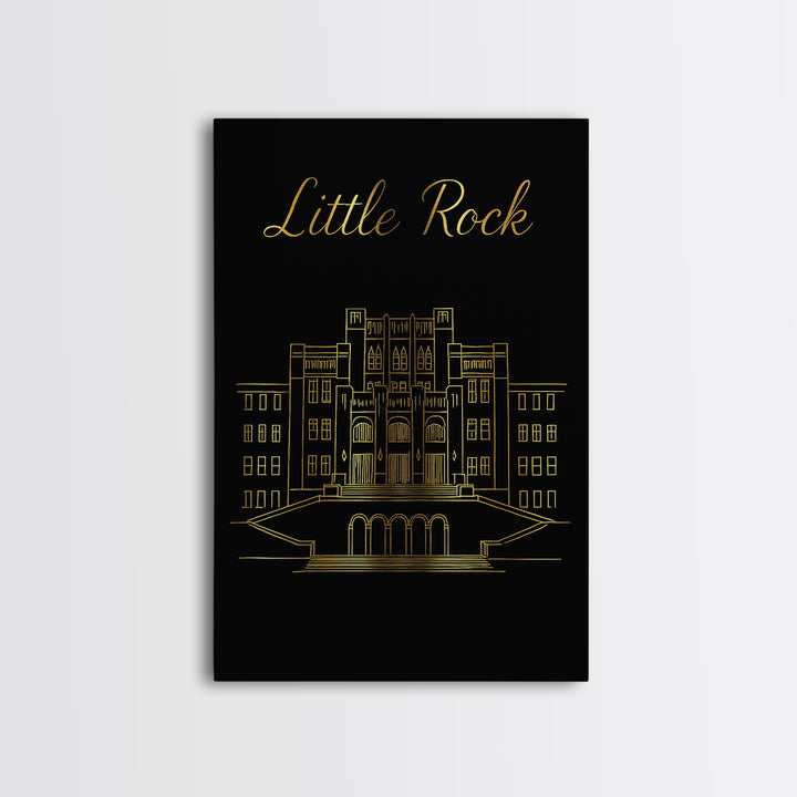 Little Rock Travel Poster, Canvas Print, Dark Minimalist Wall Art, Little Rock Art Print, Mid Century Wall Art, Eclectic Wall Decor