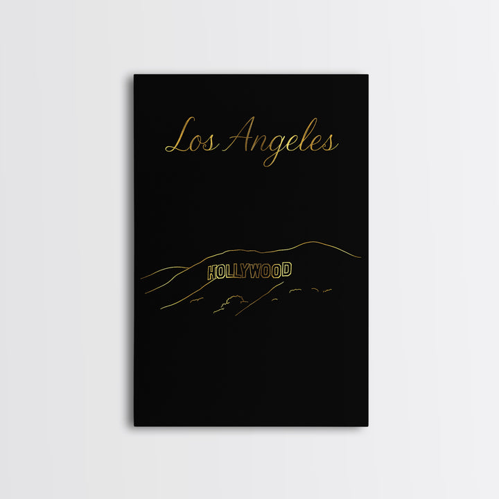 Los Angeles Travel Poster, Framed Canvas Print, Dark Minimalist Wall Art, Los Angeles Wall Art, Travel Art Print, Vintage Travel Art