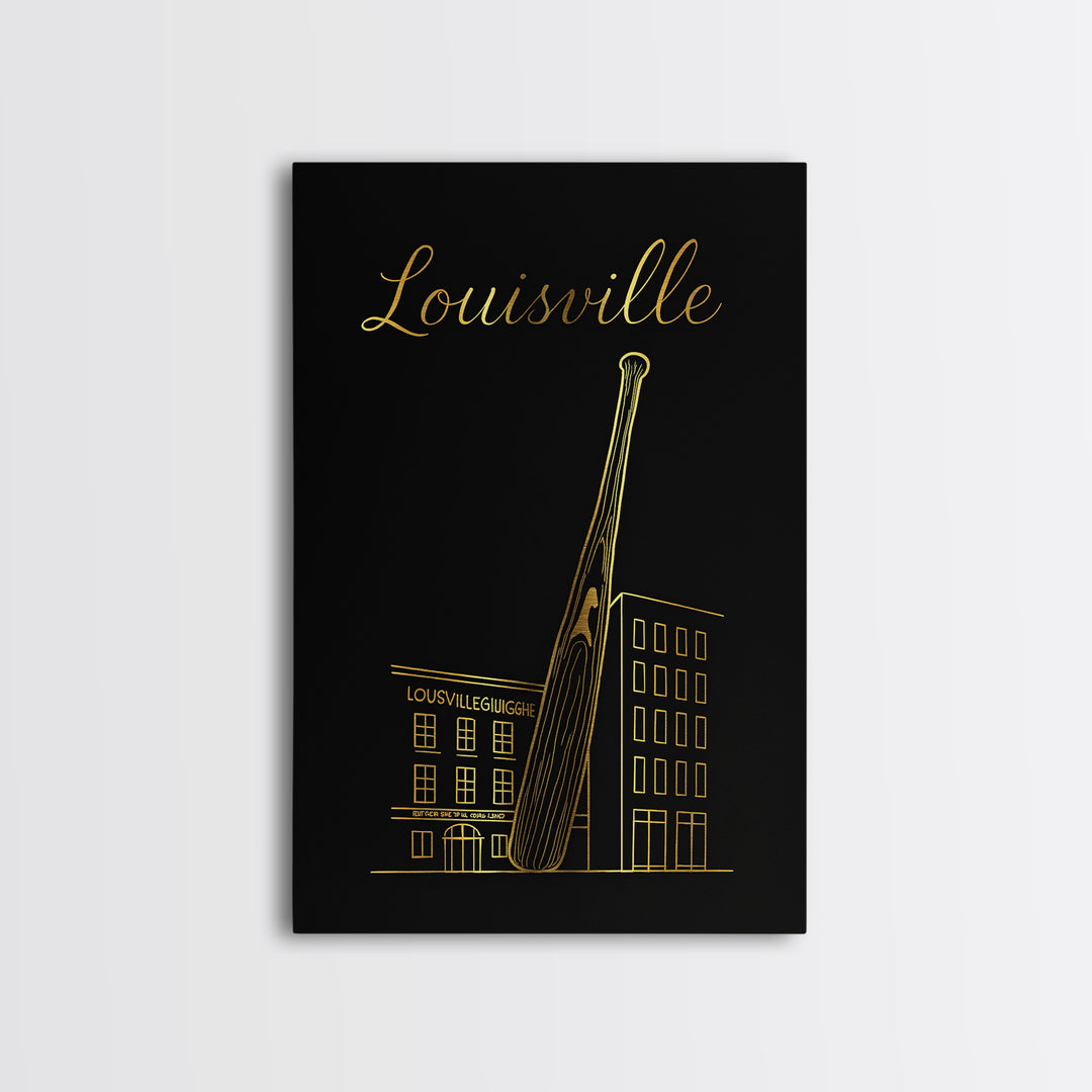 Louisville Kentucky Travel Poster, Canvas Print, Black Gold Minimalist Art, Louisville Art Print, Travel Poster Set, Art Print