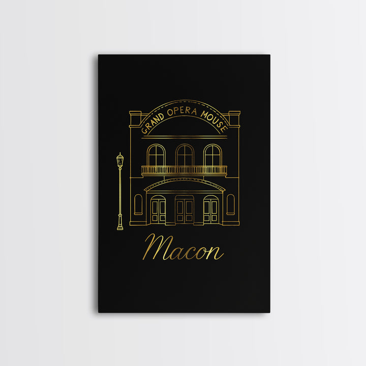 Macon Georgia Travel Poster, Canvas Print, Minimalist Gold Line Art, Macon Travel Art, Travel Poster Set, Mid Century Wall Art, Travel Art