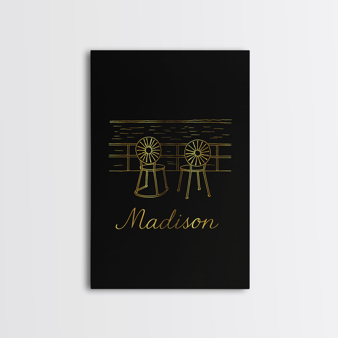Madison Wisconsin Travel Poster, Canvas Print, Dark Minimalist Wall Art, Madison Travel Art, Wanderlust Decor, Poster Art