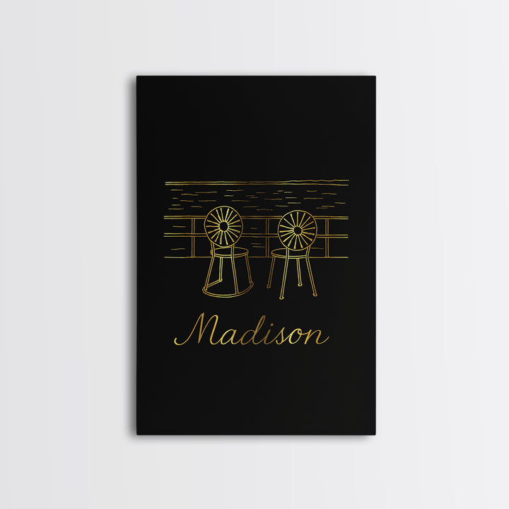 Madison Wisconsin Travel Poster, Canvas Print, Dark Minimalist Wall Art, Madison Travel Art, Wanderlust Decor, Poster Art