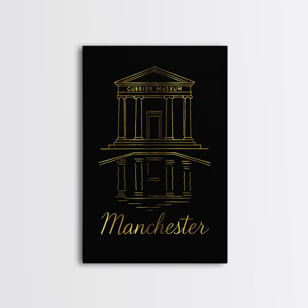 Manchester Travel Poster, Framed Canvas Print, Dark Minimalist Wall Art, Manchester City Art, Travel Wall Decor, Mid Century Wall Art