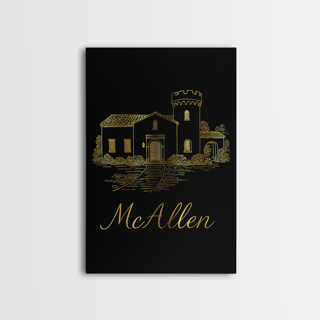 Mcallen Travel Poster, Canvas Print, Dark Minimalist Wall Art, Mcallen Poster Print, Travel Wall Decor, Retro Travel Print, Travel Posters