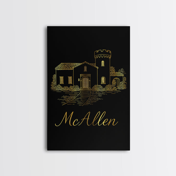 Mcallen Travel Poster, Canvas Print, Dark Minimalist Wall Art, Mcallen Poster Print, Travel Wall Decor, Retro Travel Print, Travel Posters