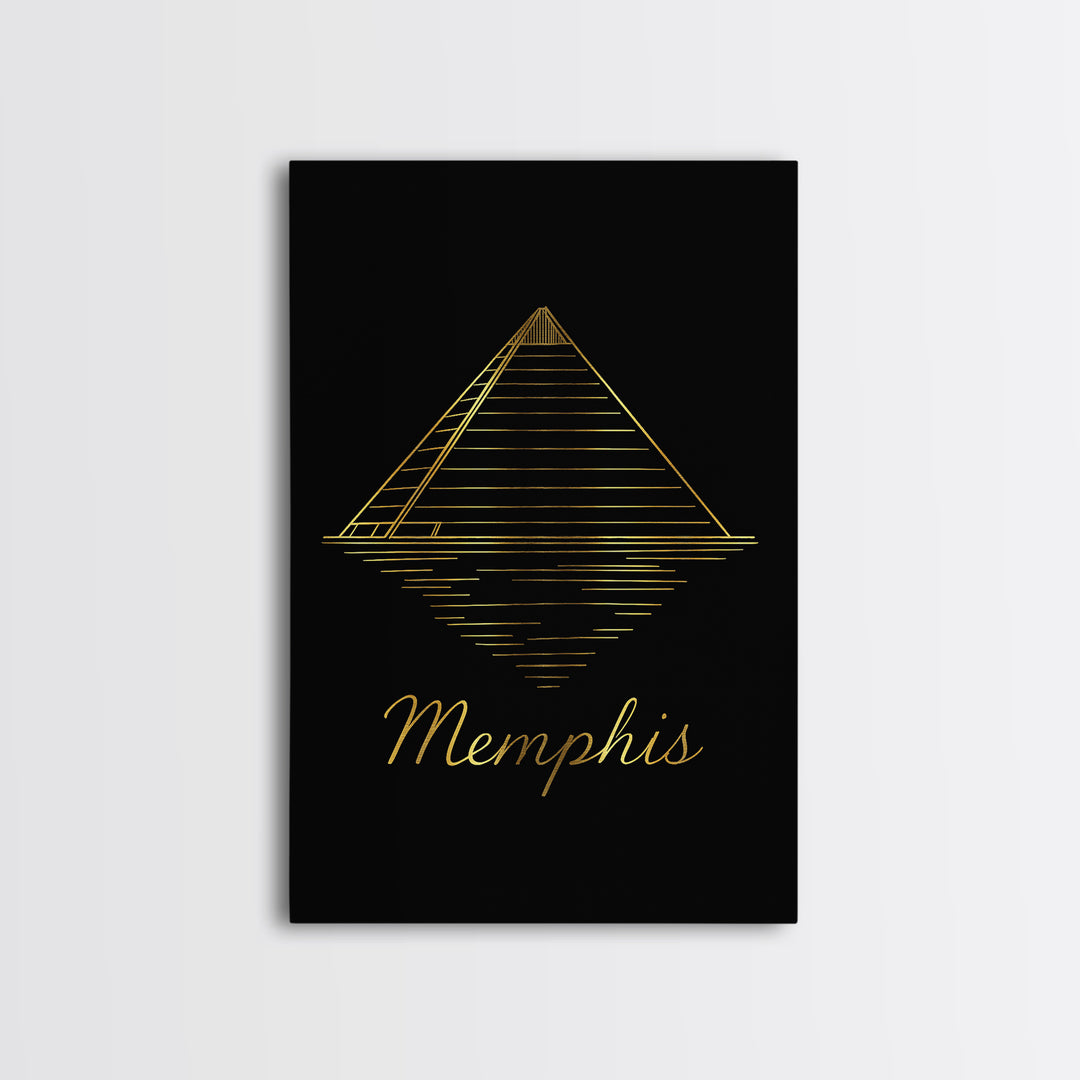 Memphis Travel Poster, Canvas Print, Minimalist Gold Line Art, Memphis Travel Art, City Travel Prints, City Art Print, Modern Wall Decor