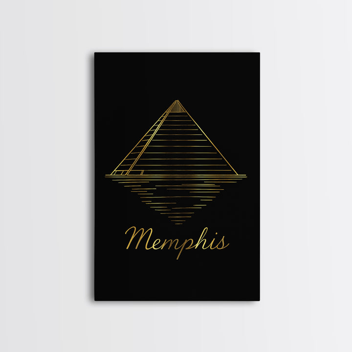 Memphis Travel Poster, Canvas Print, Minimalist Gold Line Art, Memphis Travel Art, City Travel Prints, City Art Print, Modern Wall Decor