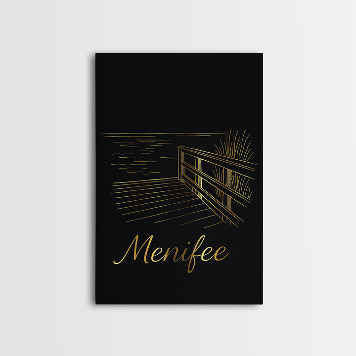 Menifee California Travel Poster, Canvas Print, Black Gold Minimalist Art, Menifee Travel Art, Travel Poster Set, Wall Decor, Travel Decor