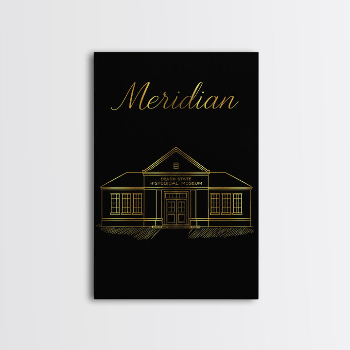Meridian Travel Poster, Framed Canvas Print, Minimalist Gold Line Art, Meridian Art Print, Vintage City Art, Travel Poster Set