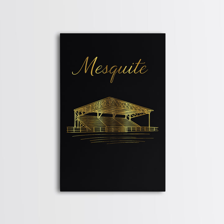 Mesquite Travel Poster, Framed Canvas Print, Minimalist Gold Line Art, Mesquite Art Print, Home Office Decor, Travel Art Print