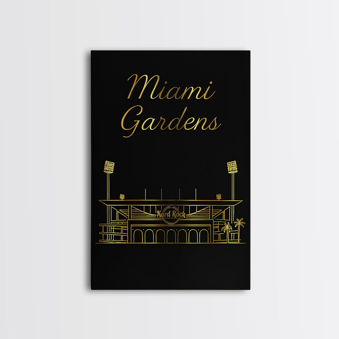 Miami Gardens Florida Travel Poster, Canvas Print, Dark Minimalist Wall Art, Miami Gardens Print, Wanderlust Decor, Retro Travel Print
