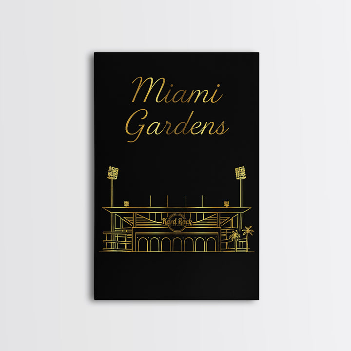 Miami Gardens Florida Travel Poster, Canvas Print, Dark Minimalist Wall Art, Miami Gardens Print, Wanderlust Decor, Retro Travel Print