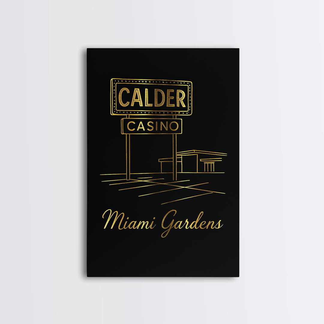 Miami Gardens Travel Poster, Canvas Print, Black Gold Minimalist Art, Miami Gardens City Art, City Travel Prints, Travel Wall Art