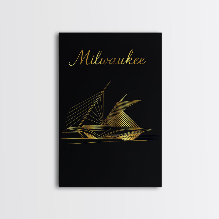 Milwaukee Wisconsin Travel Poster, Framed Canvas Print, Dark Minimalist Wall Art, Milwaukee Poster Print, Fine Art Print, Gift For Travelers