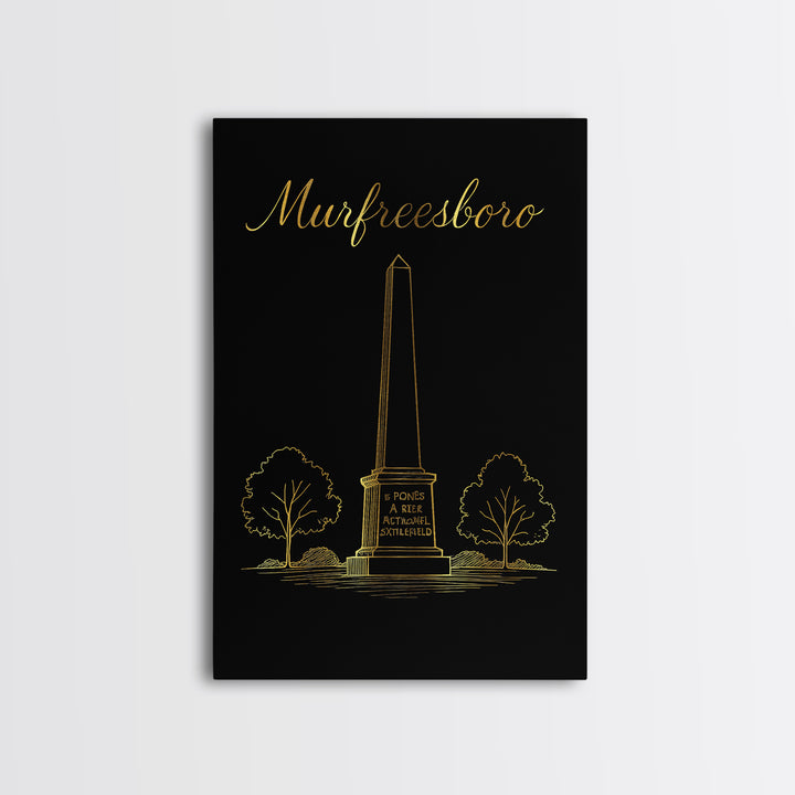 Murfreesboro Tennessee Travel Poster, Canvas Print, Gold Outline Poster Art, Murfreesboro City Art, Retro Travel Print, Wanderlust Decor