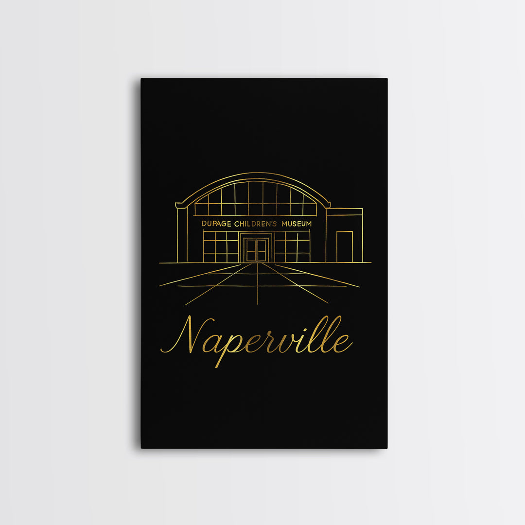 Naperville Travel Poster, Canvas Print, Dark Minimalist Wall Art, Naperville Travel Art, Travel Art Print, Wanderlust Decor, Home Decor