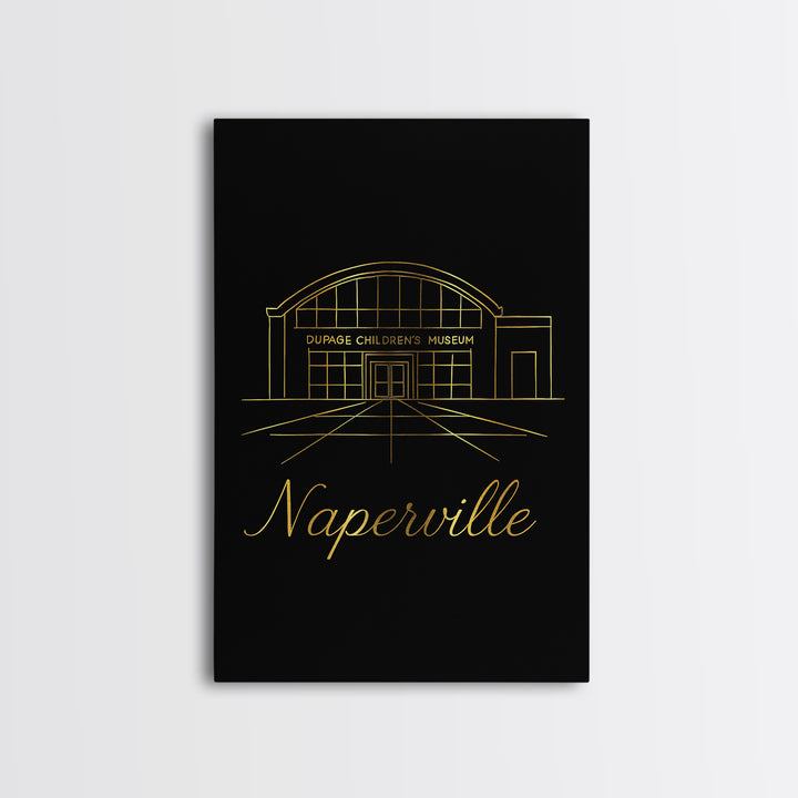 Naperville Travel Poster, Canvas Print, Dark Minimalist Wall Art, Naperville Travel Art, Travel Art Print, Wanderlust Decor, Home Decor