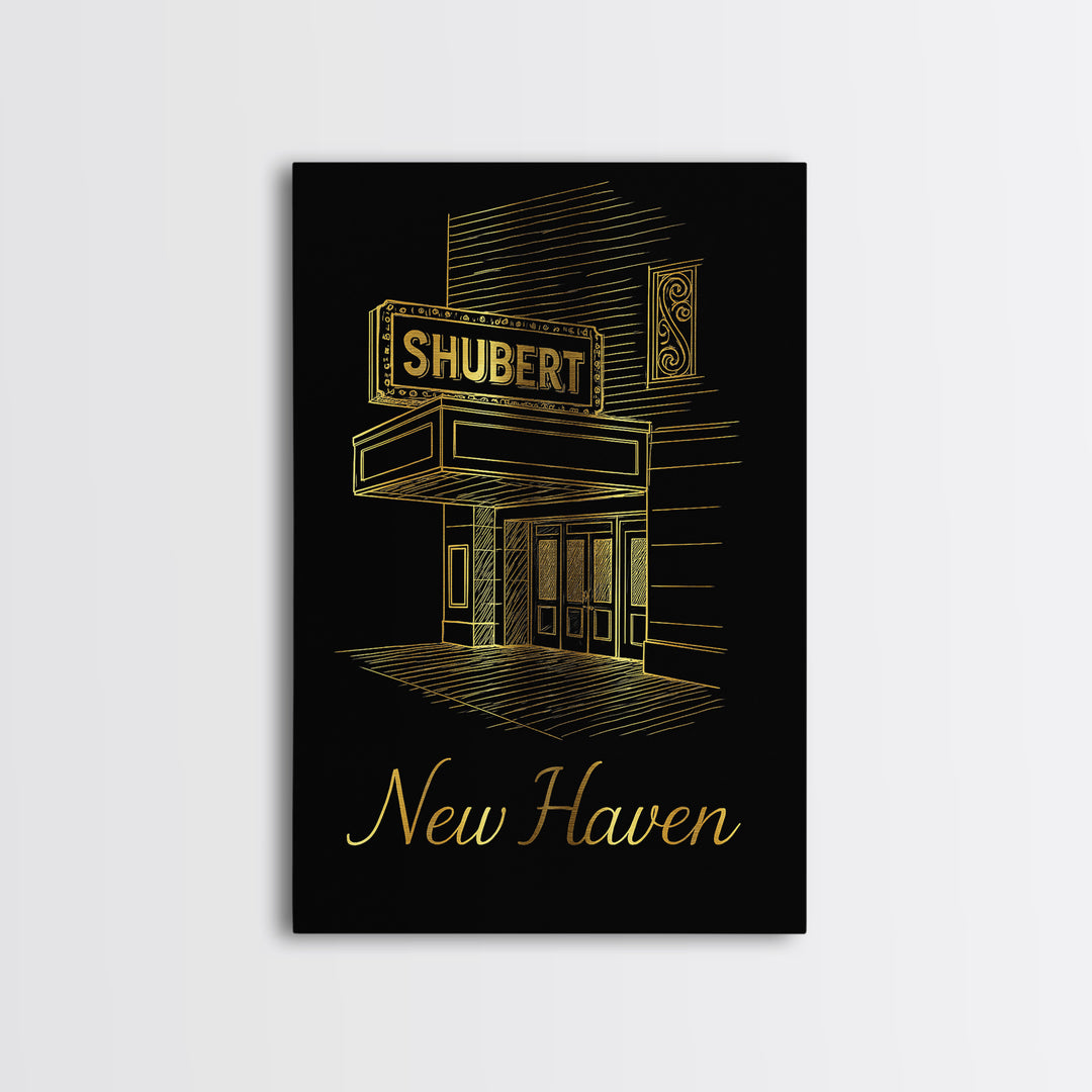 New Haven Travel Poster, Canvas Print, Minimalist Gold Line Art, New Haven Art Print, City Art Print, Travel Wall Art, Vintage City Poster