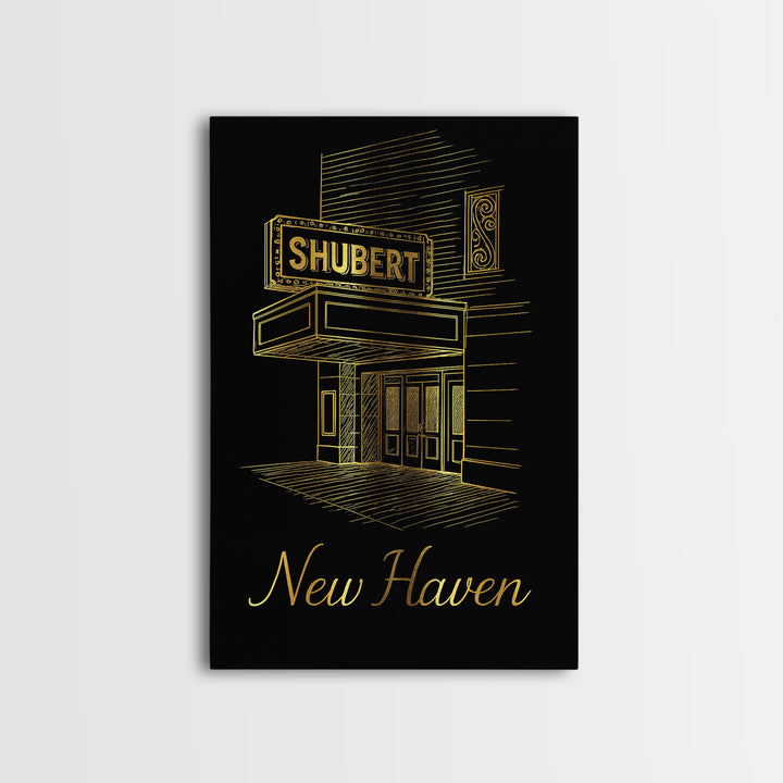New Haven Travel Poster, Canvas Print, Minimalist Gold Line Art, New Haven Art Print, City Art Print, Travel Wall Art, Vintage City Poster