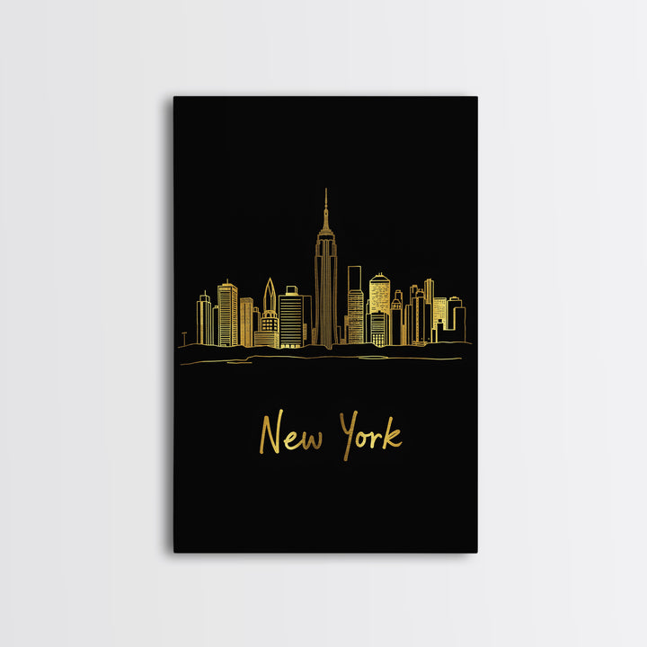 New York Travel Poster, Canvas Print, Dark Minimalist Wall Art, New York City Art, Home Office Decor, Living Room Wall Art, Travel Gift