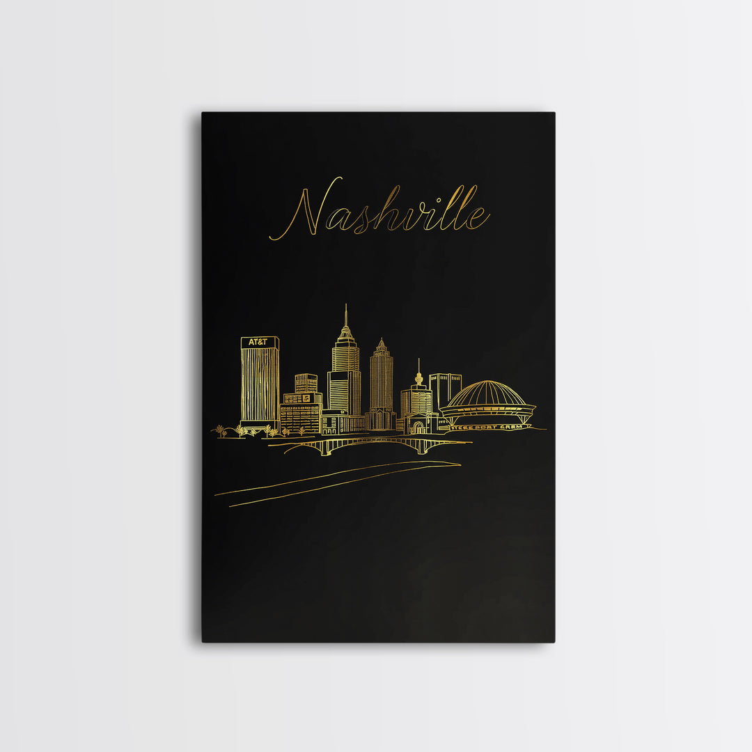 New York Travel Poster, Framed Canvas Print, Minimalist Gold Line Art, New York Wall Art, City Art Print, Travel Art Print, Poster Print