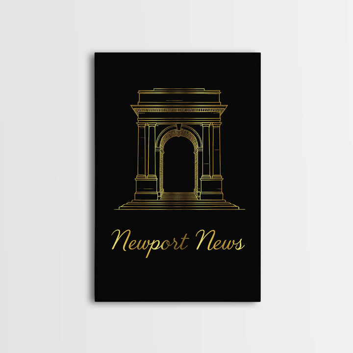 Newport News Travel Poster, Framed Canvas Print, Dark Minimalist Wall Art, Newport News Travel Art, Wanderlust Decor, Eclectic Wall Decor