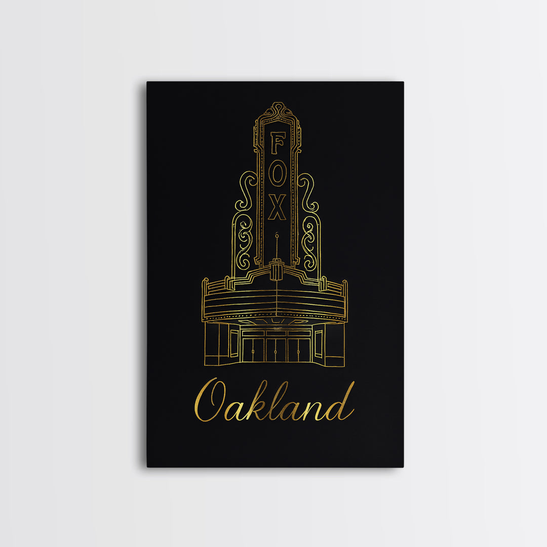 Oakland California Travel Poster, Canvas Print, Gold Outline Poster Art, Oakland City Art, Travel Poster Set, Gift For Travelers, Home Decor