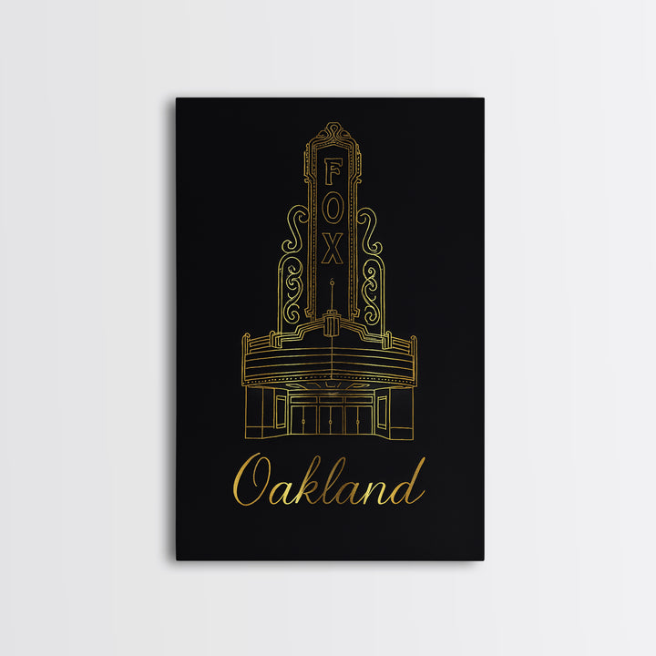 Oakland California Travel Poster, Canvas Print, Gold Outline Poster Art, Oakland City Art, Travel Poster Set, Gift For Travelers, Home Decor