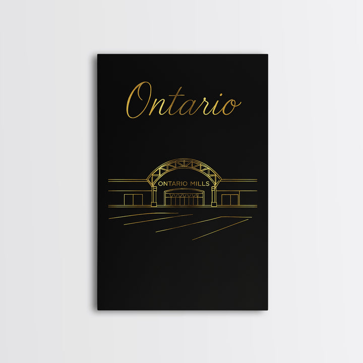 Ontario California Travel Poster, Framed Canvas Print, Dark Minimalist Wall Art, Ontario Poster Print, Travel Poster Art, Travel Wall Decor
