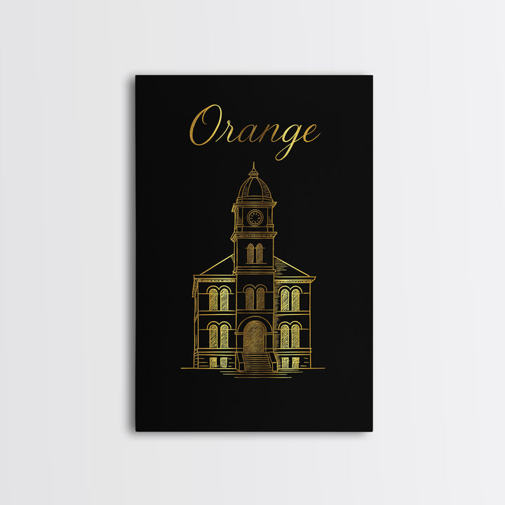 Orange California Travel Poster, Canvas Print, Black Gold Minimalist Art, Orange Travel Art, Travel Poster Set, Art Print, Landscape Art