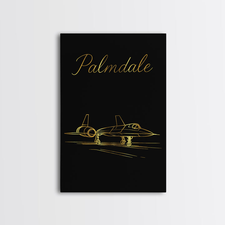 Palmdale California Travel Poster, Canvas Print, Gold Outline Poster Art, Palmdale Art Print, Wall Decor, Wall Art, Fine Art Print