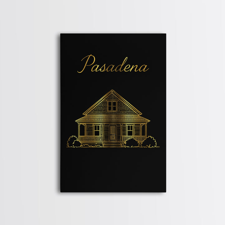 Pasadena California Travel Poster, Canvas Print, Dark Minimalist Wall Art, Pasadena Poster Print, Travel Poster Art, Gift For Travelers