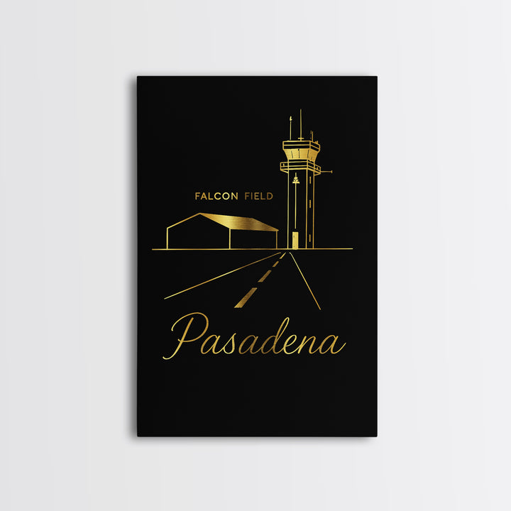 Pasadena Travel Poster, Framed Canvas Print, Black Gold Minimalist Art, Pasadena City Art, Fine Art Print, Travel Poster Art, Wall Art