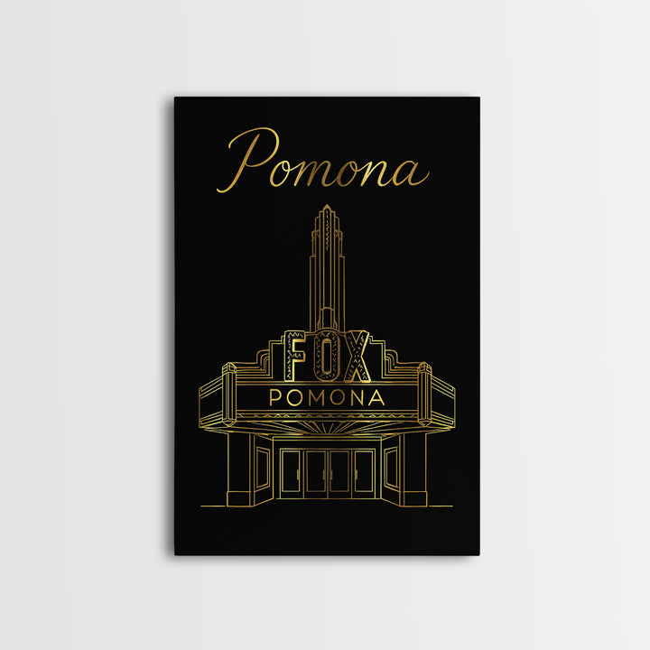 Pomona Travel Poster, Framed Canvas Print, Black Gold Minimalist Art, Pomona Wall Art, Travel Art Print, Travel Poster Set, Fine Art Print