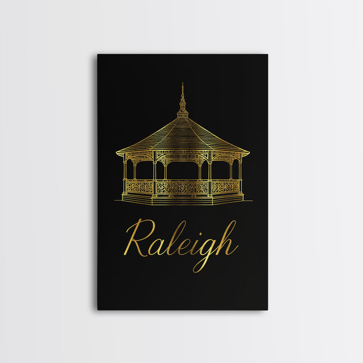 Raleigh Travel Poster, Framed Canvas Print, Dark Minimalist Wall Art, Raleigh City Art, Travel Poster Art, Fine Art Print, Poster Print