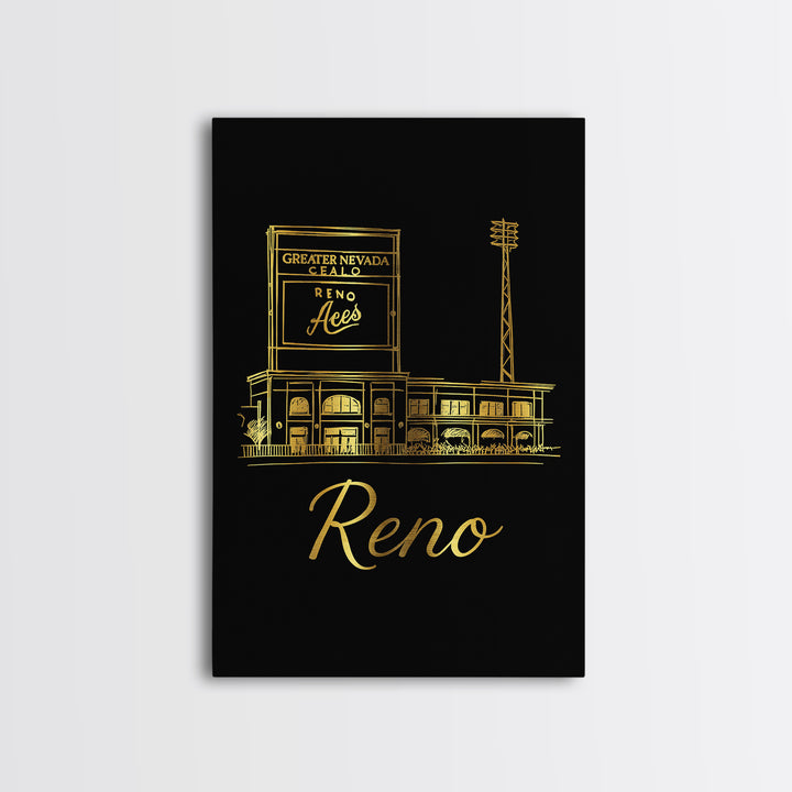 Reno Nevada Travel Poster, Canvas Print, Minimalist Gold Line Art, Reno Poster Print, Travel Poster Art, Travel Wall Decor, Travel Decor