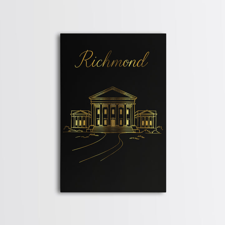 Richmond Travel Poster, Framed Canvas Print, Dark Minimalist Wall Art, Richmond Wall Art, Retro Travel Print, Travel Wall Art, Design 2
