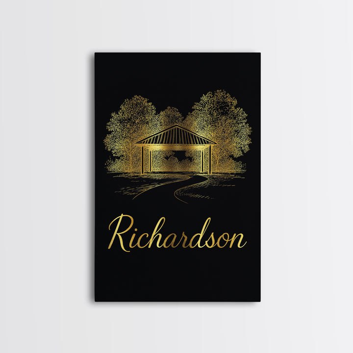 Richrdson Travel Poster, Framed Canvas Print, Dark Minimalist Wall Art, Richrdson Art Print, Travel Poster Art, City Art Print